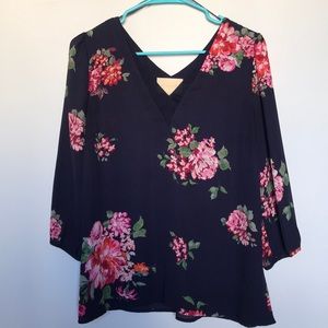 Navy Floral Blouse